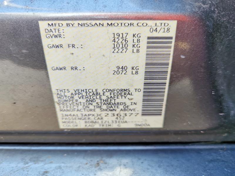 Продаж на аукціоні авто 2018 Nissan Altima, vin: 1N4AL3APXJC236377, номер лоту: 70052246