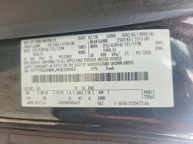 69925046 :رقم المزاد ، 1FTYR2XMXJKB30953 vin ، 2018 Ford Transit مزاد بيع