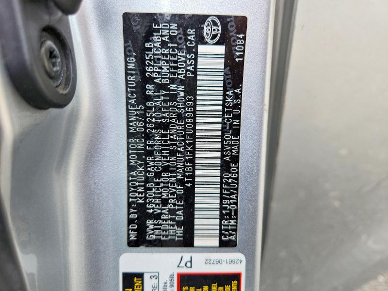 Aukcja sprzedaży 2015 Toyota Camry, vin: 4T1BF1FK1FU089693, numer aukcji: 69313346