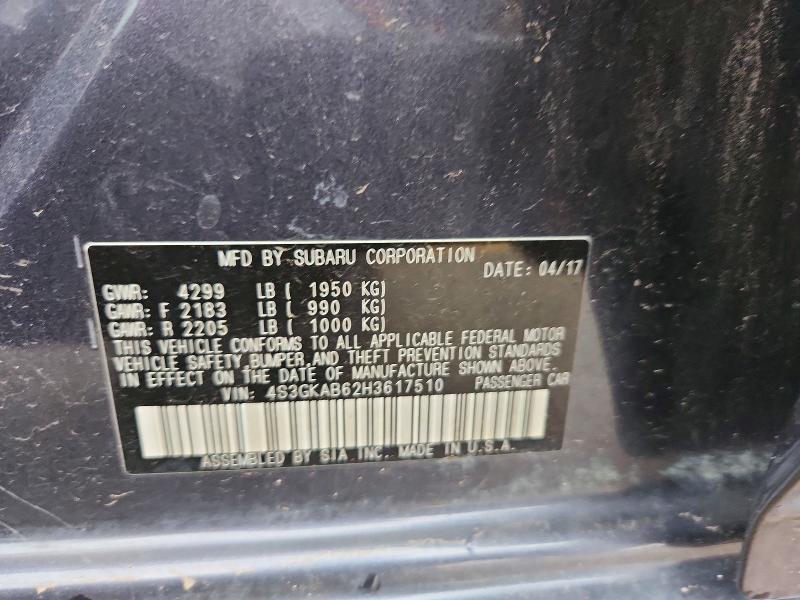 Продаж на аукціоні авто 2017 Subaru Impreza, vin: 4S3GKAB62H3617510, номер лоту: 69072796
