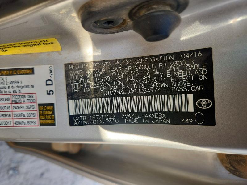 Продаж на аукціоні авто 2016 Toyota Prius V, vin: JTDZN3EU0GJ054974, номер лоту: 70732626