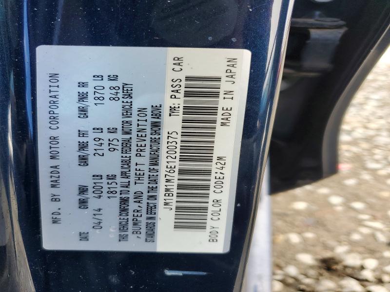 67032386 :رقم المزاد ، JM1BM1M76E1200375 vin ، 2014 Mazda 3 مزاد بيع