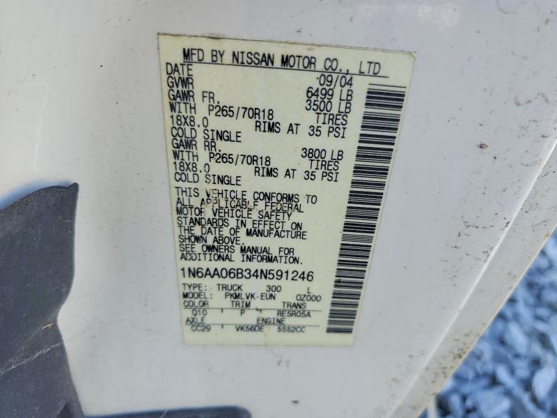68096566 :رقم المزاد ، 1N6AA06B34N591246 vin ، 2004 Nissan Titan مزاد بيع