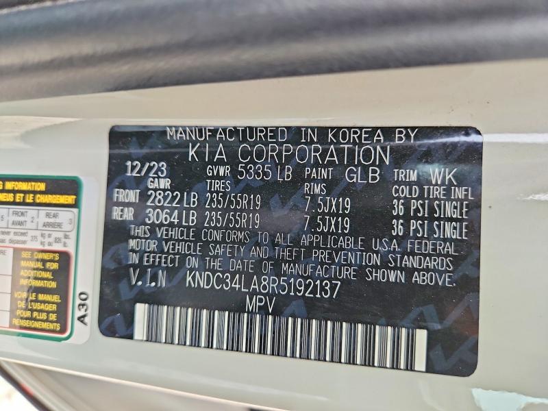 Продажа на аукционе авто 2024 Kia Ev6, vin: KNDC34LA8R5192137, номер лота: 70379446