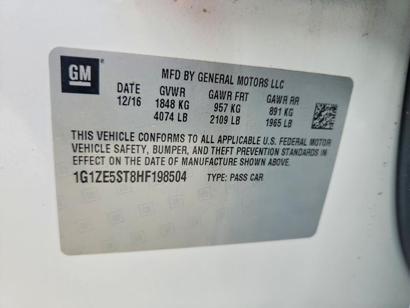 68255006 :رقم المزاد ، 1G1ZE5ST8HF198504 vin ، 2017 Chevrolet Malibu مزاد بيع