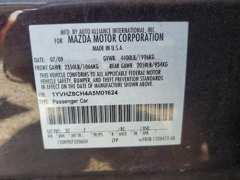 Aukcja sprzedaży 2010 Mazda 6, vin: 1YVHZ8CH4A5M01624, numer aukcji: 67119206