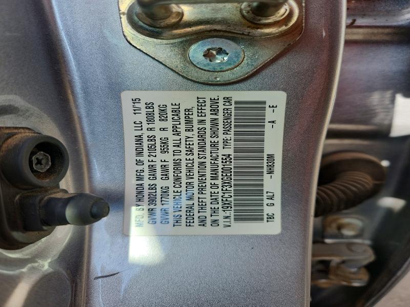 Aukcja sprzedaży 2016 Honda Civic, vin: 19XFC1F3XGE001554, numer aukcji: 68635286