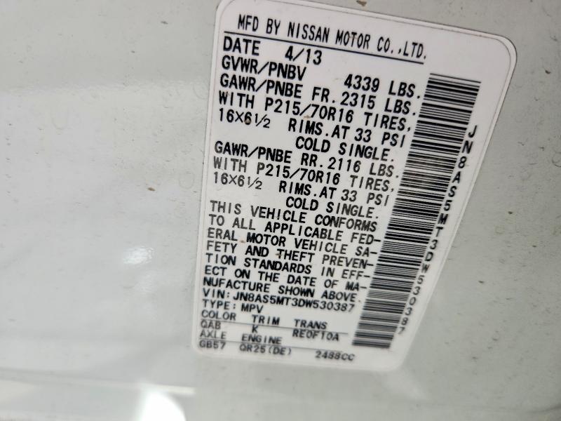 Продаж на аукціоні авто 2013 Nissan Rogue, vin: JN8AS5MT3DW530387, номер лоту: 69559806