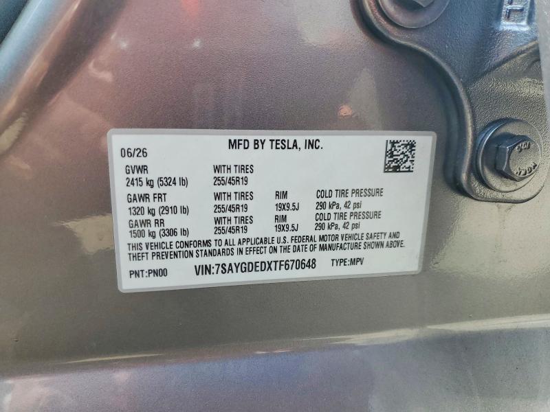 Aukcja sprzedaży 2026 Tesla Model  Y, vin: 7SAYGDEDXTF670648, numer aukcji: 68261116
