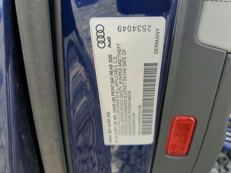 2023 Audi A4 მანქანა იყიდება აუქციონზე, vin: WAUEAAF46PN022386, აუქციონის ნომერი: 69997256