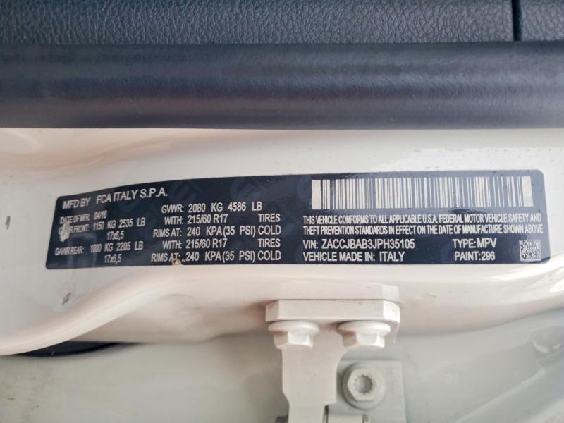68879626 :رقم المزاد ، ZACCJBAB3JPH35105 vin ، 2018 Jeep Renegade مزاد بيع