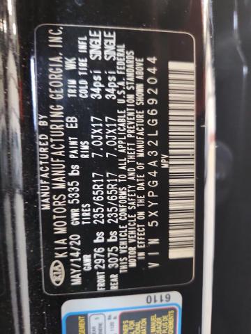 2020 Kia Sorento მანქანა იყიდება აუქციონზე, vin: 5XYPG4A32LG692044, აუქციონის ნომერი: 67967466
