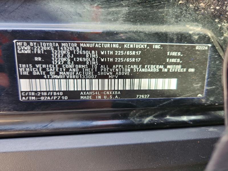 67856706 :رقم المزاد ، 4T3MWRFV8RU133007 vin ، 2024 Toyota Rav4 مزاد بيع