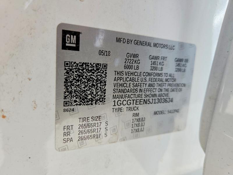 69215276 :رقم المزاد ، 1GCGTEEN5J1303634 vin ، 2018 Chevrolet Colorado مزاد بيع
