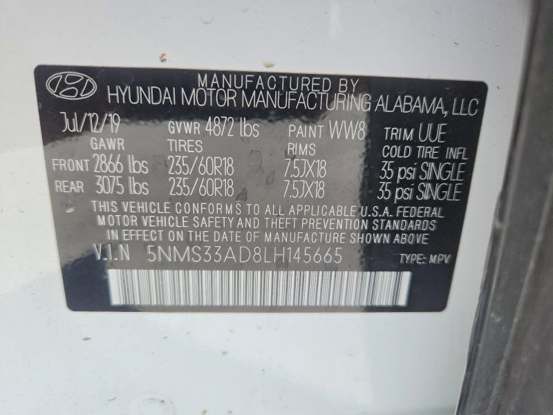 Aukcja sprzedaży 2020 Hyundai Santa Fe, vin: 5NMS33AD8LH145665, numer aukcji: 67679036
