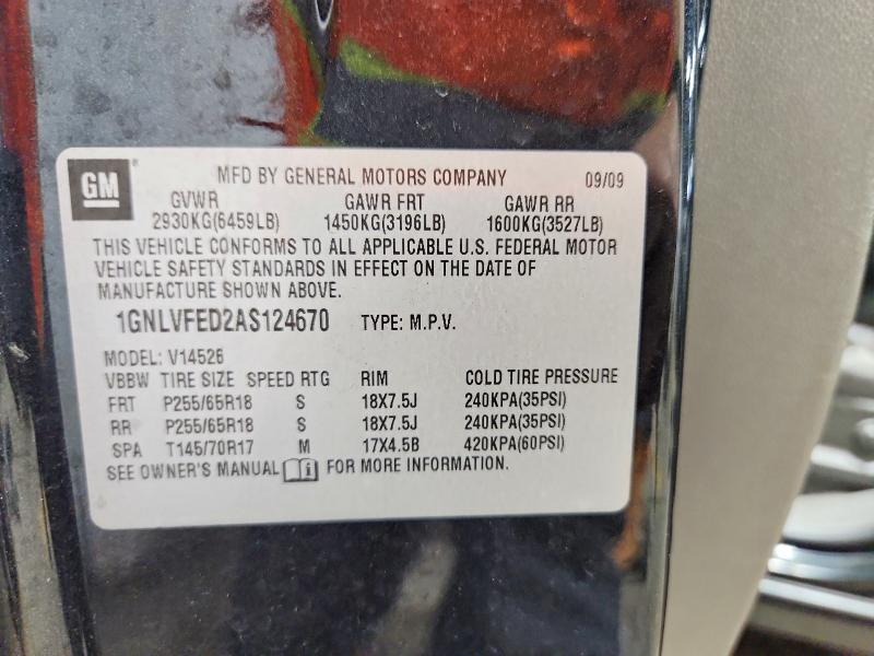 68714996 :رقم المزاد ، 1GNLVFED2AS124670 vin ، 2010 Chevrolet Traverse مزاد بيع