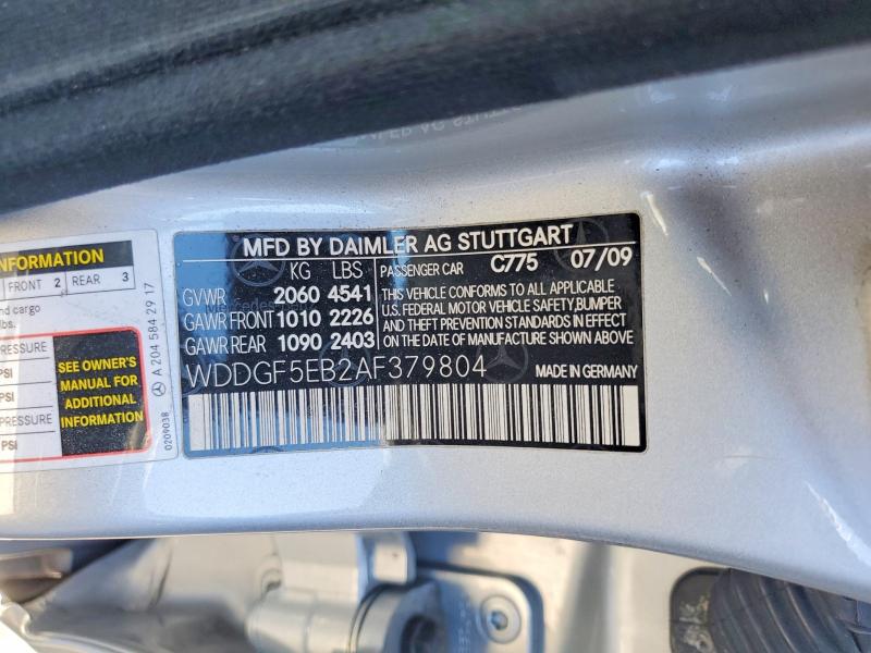 67223646 :رقم المزاد ، WDDGF5EB2AF379804 vin ، 2010 Mercedes-benz C مزاد بيع