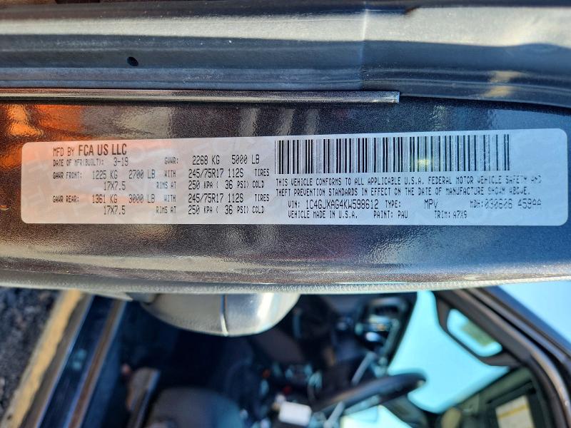 Aukcja sprzedaży 2019 Jeep Wrangler, vin: 1C4GJXAG4KW598612, numer aukcji: 68217946