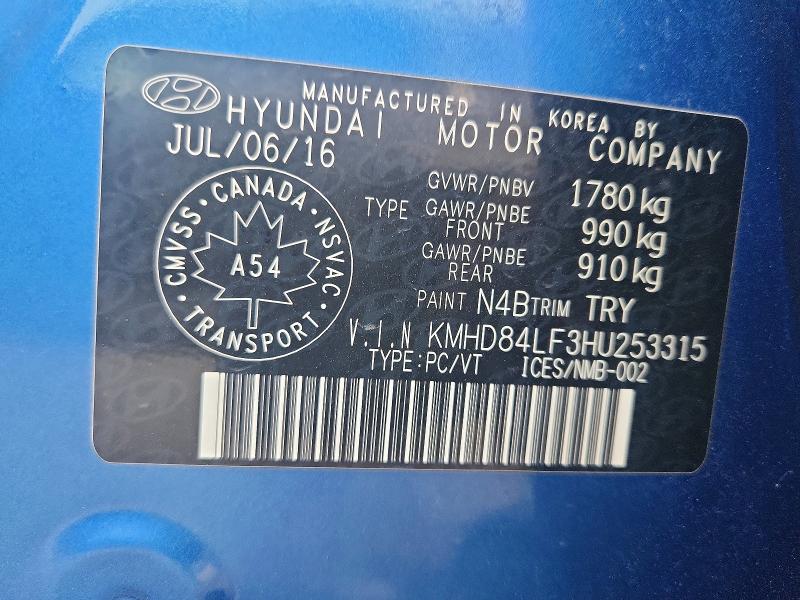 Aukcja sprzedaży 2017 Hyundai Elantra, vin: KMHD84LF3HU253315, numer aukcji: 69847756
