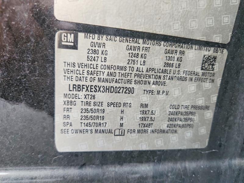 Aukcja sprzedaży 2017 Buick Envision, vin: LRBFXESX3HD027290, numer aukcji: 69336316