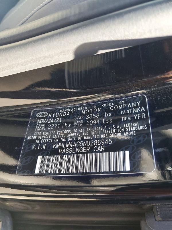 70072666 :رقم المزاد ، KMHLM4AG5NU286945 vin ، 2022 Hyundai Elantra مزاد بيع