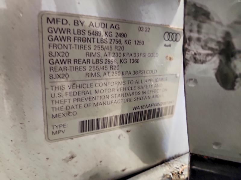 69112766 :رقم المزاد ، WA1EAAFY4N2081841 vin ، 2022 Audi Q5 مزاد بيع