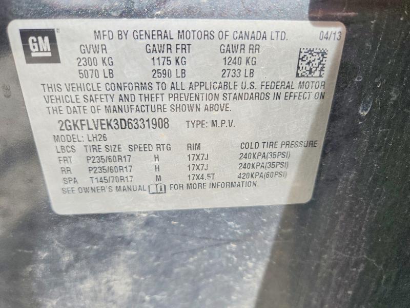68006446 :رقم المزاد ، 2GKFLVEK3D6331908 vin ، 2013 Gmc Terrain مزاد بيع
