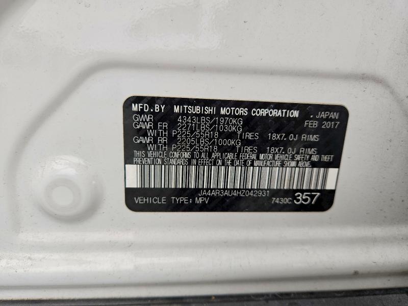 Aukcja sprzedaży 2017 Mitsubishi Outlander Sport, vin: JA4AR3AU4HZ042931, numer aukcji: 68644196