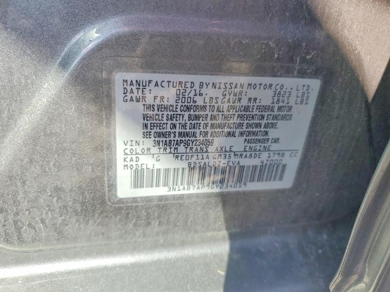 Auction sale of the 2016 Nissan Sentra, vin: 3N1AB7AP9GY234059        , lot number: 69027566