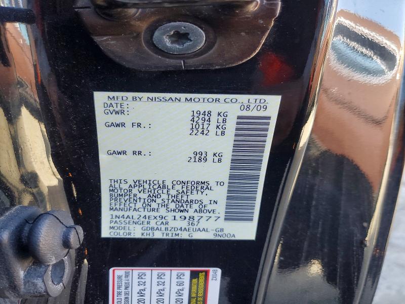 2009 Nissan Altima მანქანა იყიდება აუქციონზე, vin: 1N4AL24EX9C198777, აუქციონის ნომერი: 68252036
