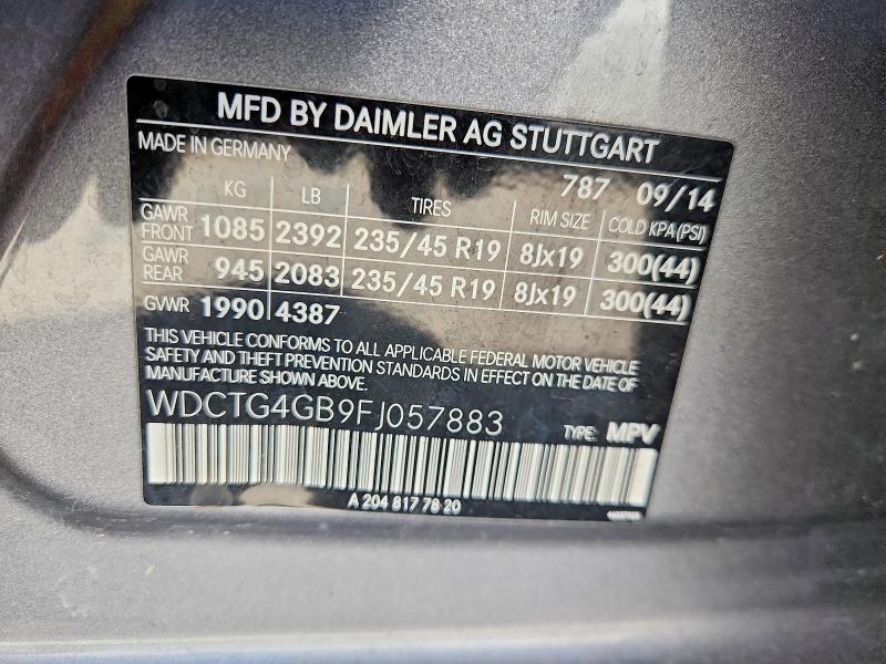 Aukcja sprzedaży 2015 Mercedes-benz Gla, vin: WDCTG4GB9FJ057883, numer aukcji: 67484096