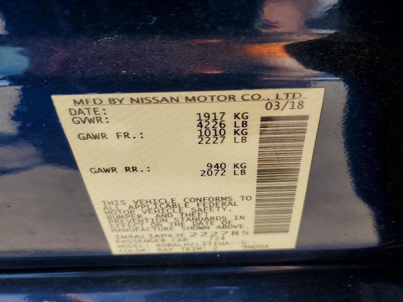 Продажа на аукционе авто 2018 Nissan Altima, vin: 1N4AL3APXJC222785, номер лота: 70496726