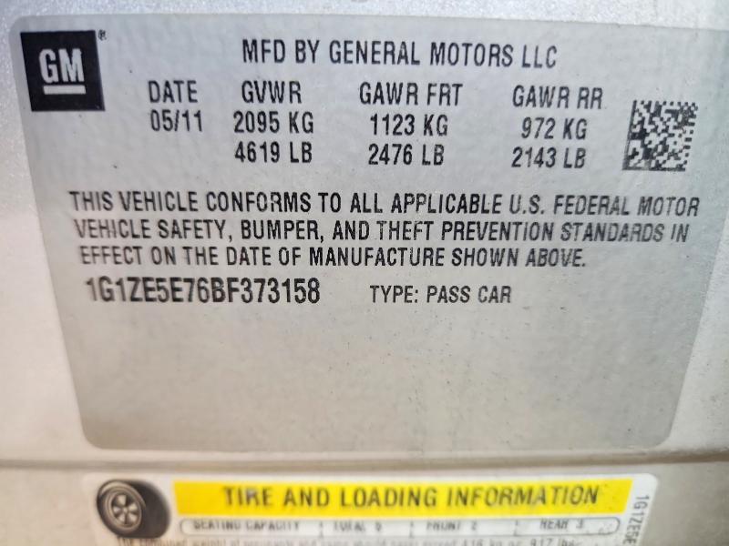 2011 Chevrolet Malibu მანქანა იყიდება აუქციონზე, vin: 1G1ZE5E76BF373158, აუქციონის ნომერი: 67919246