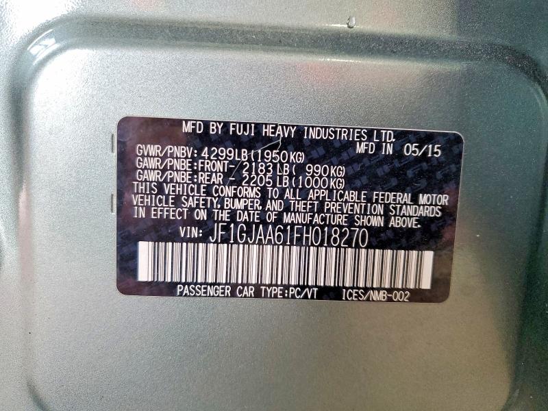 Продаж на аукціоні авто 2015 Subaru Impreza, vin: JF1GJAA61FH018270, номер лоту: 67378986
