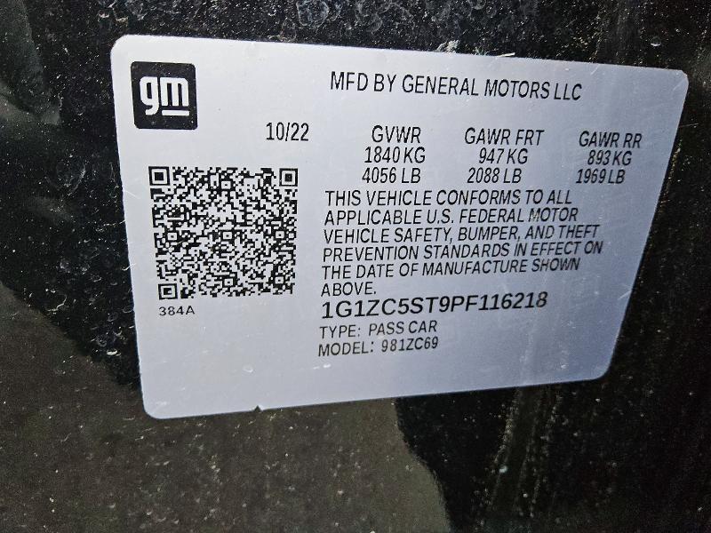 Aukcja sprzedaży 2023 Chevrolet Malibu, vin: 1G1ZC5ST9PF116218, numer aukcji: 66299206