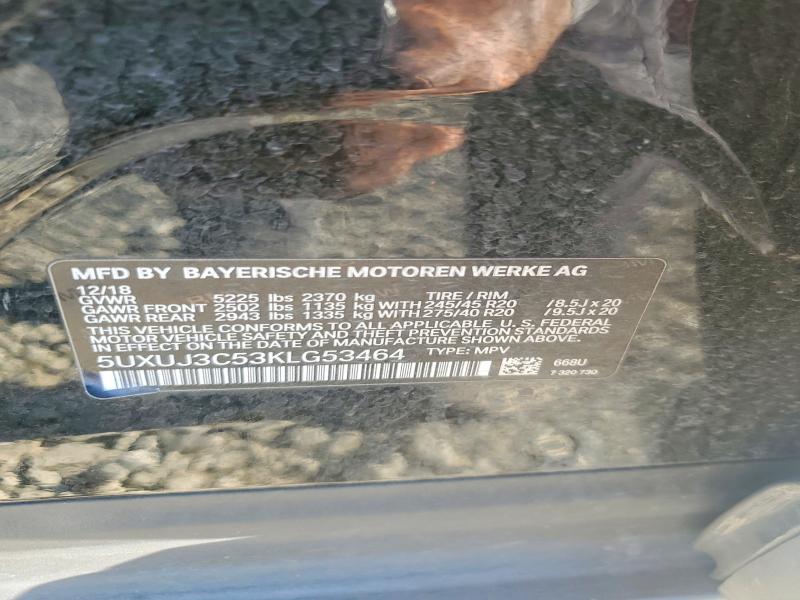 2019 Bmw X4 მანქანა იყიდება აუქციონზე, vin: 5UXUJ3C53KLG53464, აუქციონის ნომერი: 70020456