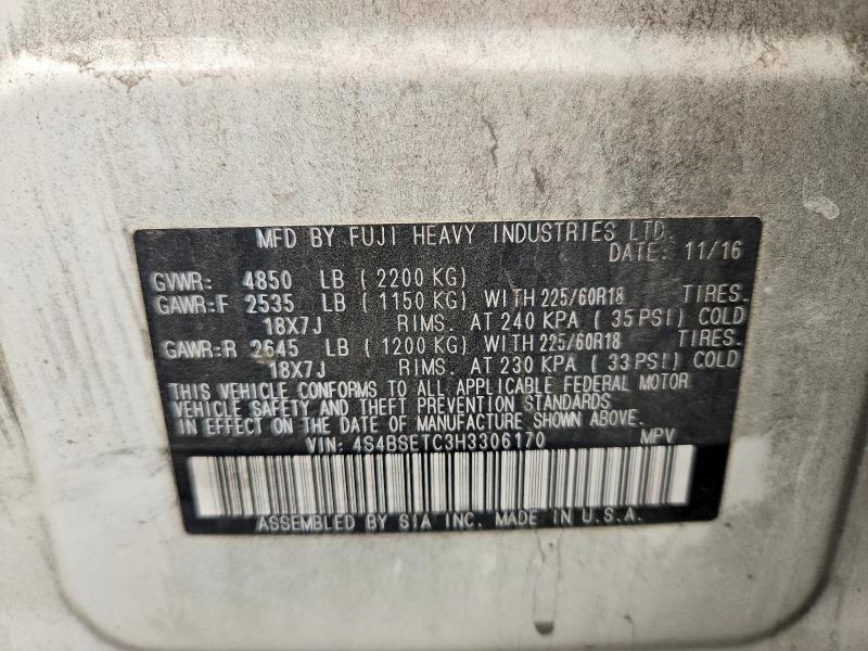 Aukcja sprzedaży 2017 Subaru Outback, vin: 4S4BSETC3H3306170, numer aukcji: 69371896