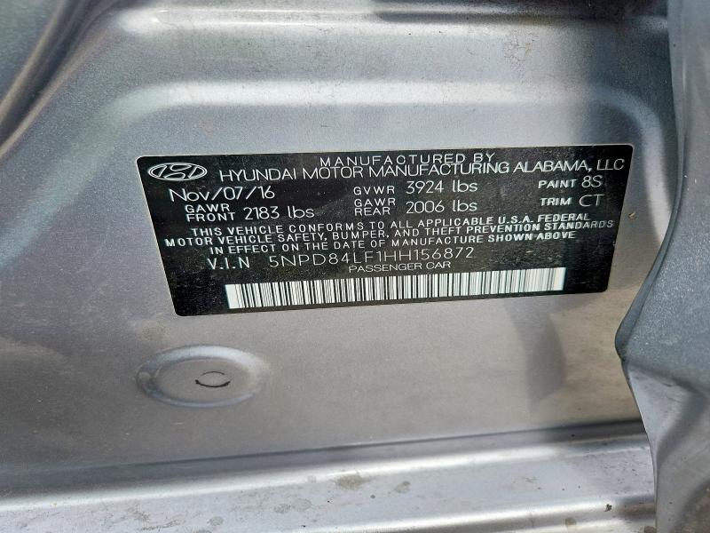 Продаж на аукціоні авто 2017 Hyundai Elantra, vin: 5NPD84LF1HH156872, номер лоту: 70190166