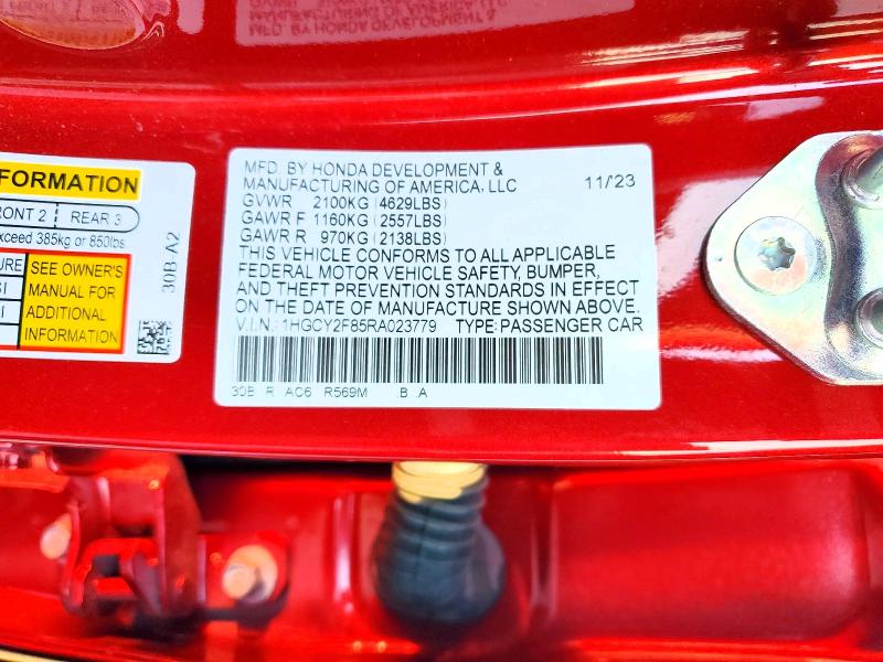 Продажа на аукционе авто 2024 Honda Accord, vin: 1HGCY2F85RA023779, номер лота: 66614346