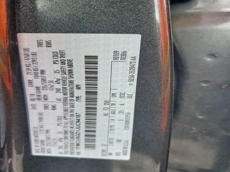 Продажа на аукционе авто 2018 Ford Escape, vin: 1FMCU9GD1JUC94187, номер лота: 67272506