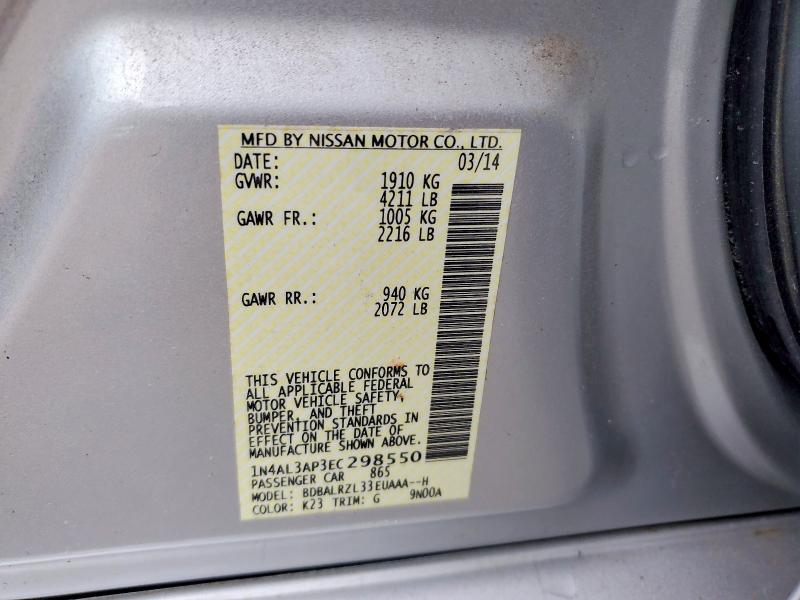 Aukcja sprzedaży 2014 Nissan Altima, vin: 1N4AL3AP3EC298550, numer aukcji: 69030176