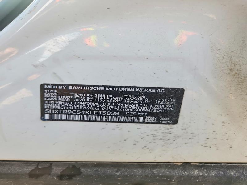 68004606 :رقم المزاد ، 5UXTR9C54KLE15839 vin ، 2019 Bmw X3 مزاد بيع