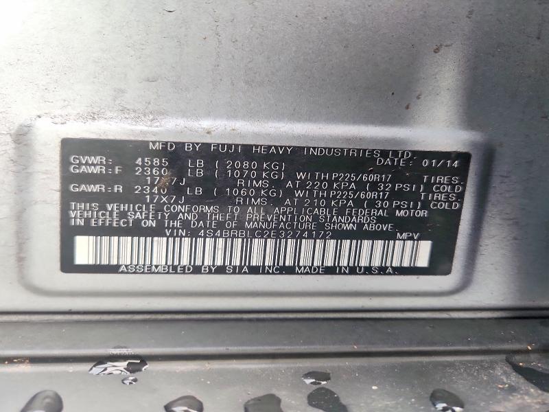 Aukcja sprzedaży 2014 Subaru Outback, vin: 4S4BRBLC2E3274172, numer aukcji: 67420976