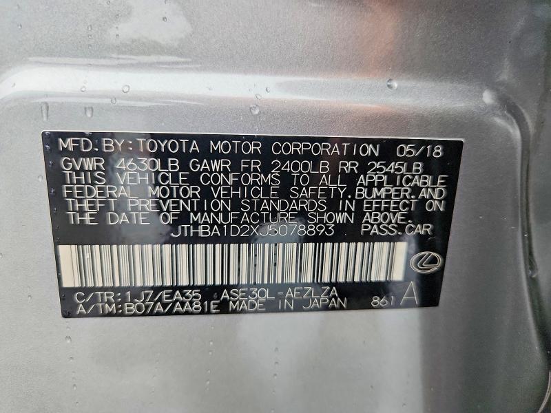 Aukcja sprzedaży 2018 Lexus Is, vin: JTHBA1D2XJ5078893, numer aukcji: 69422506