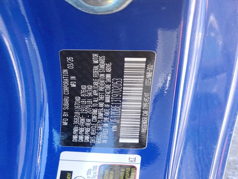 66816756 :رقم المزاد ، JF1ZDBE13T9702053 vin ، 2026 Subaru Brz مزاد بيع