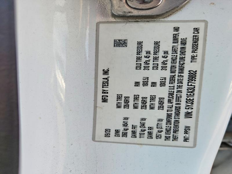 Продажа на аукционе авто 2020 Tesla Model 3, vin: 5YJ3E1EA3LF799882, номер лота: 69616046