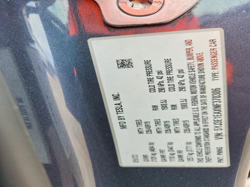 Продажа на аукционе авто 2022 Tesla Model 3, vin: 5YJ3E1EAXNF370306, номер лота: 69317156