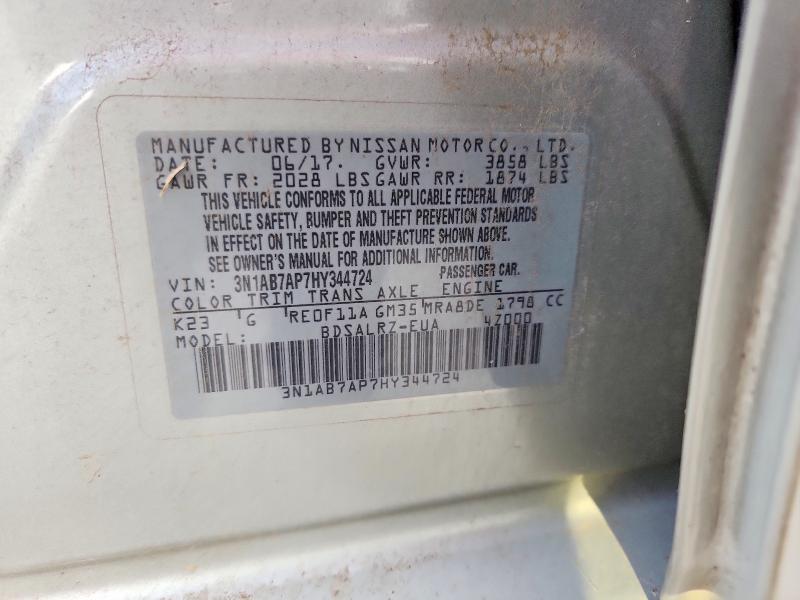 Aukcja sprzedaży 2017 Nissan Sentra, vin: 3N1AB7AP7HY344724, numer aukcji: 70840916