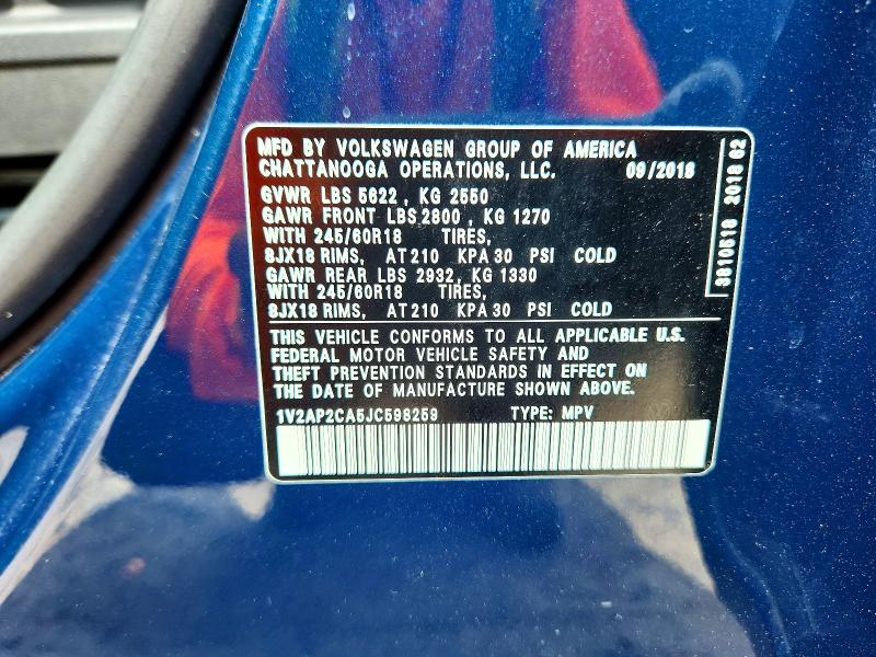 Продажа на аукционе авто 2018 Volkswagen Atlas, vin: 1V2AP2CA5JC598259, номер лота: 68220476
