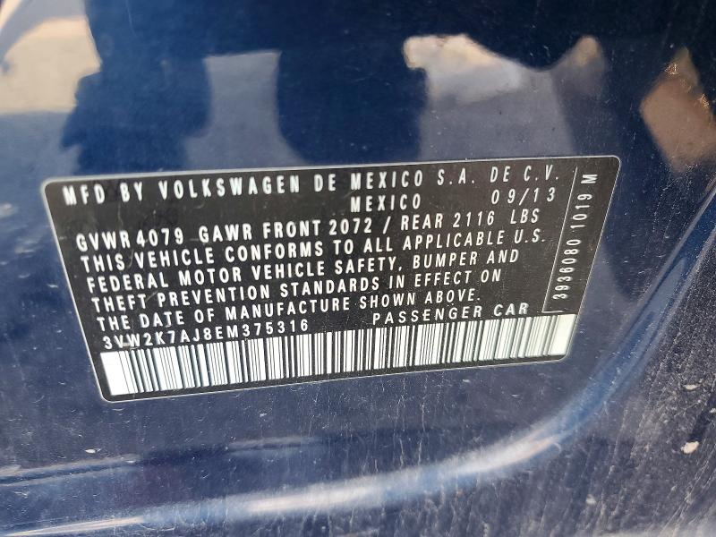67862996 :رقم المزاد ، 3VW2K7AJ8EM375316 vin ، 2014 Volkswagen Jetta مزاد بيع